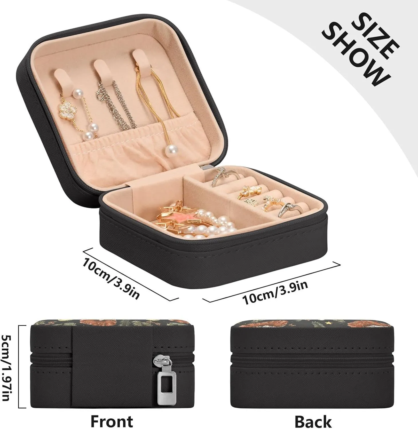 Retro Mushroom Moon Jewelry Box for Women Girls Portable Travel Jewelry Boxes PU Leather Small Jewelry Case for Ring, Earring, Necklace, Bracelet Organizer Storage