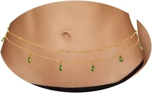Rhinestone Belly Chain Gold Layered Crystal Waist Chains Adjustable Body Chain Body Jewelry Accessories for Women