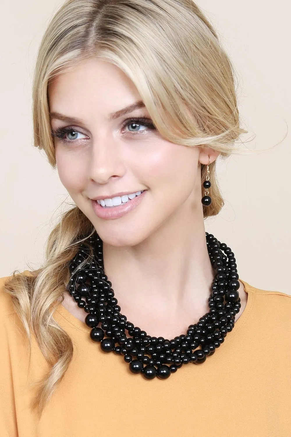 RIAH FASHION Braided Chunky Cluster Bead Bubble Statement Necklace - Multi Strand Twisted Colorful Twisted Bib Collar Acrylic, Sparkly Crystal