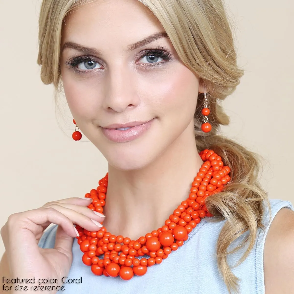 RIAH FASHION Braided Chunky Cluster Bead Bubble Statement Necklace - Multi Strand Twisted Colorful Twisted Bib Collar Acrylic, Sparkly Crystal