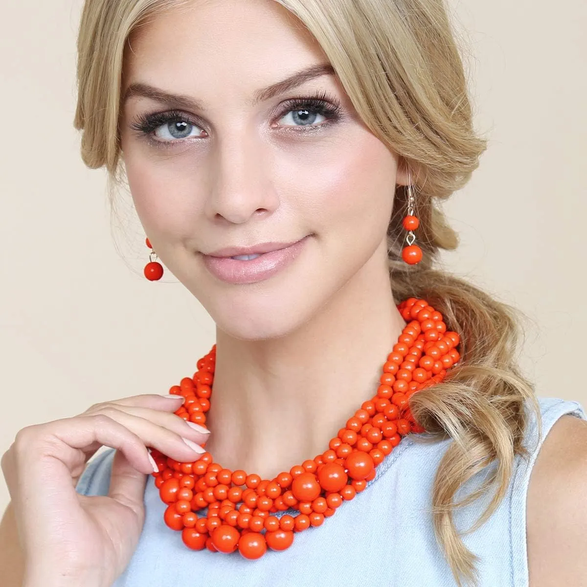 RIAH FASHION Braided Chunky Cluster Bead Bubble Statement Necklace - Multi Strand Twisted Colorful Twisted Bib Collar Acrylic, Sparkly Crystal