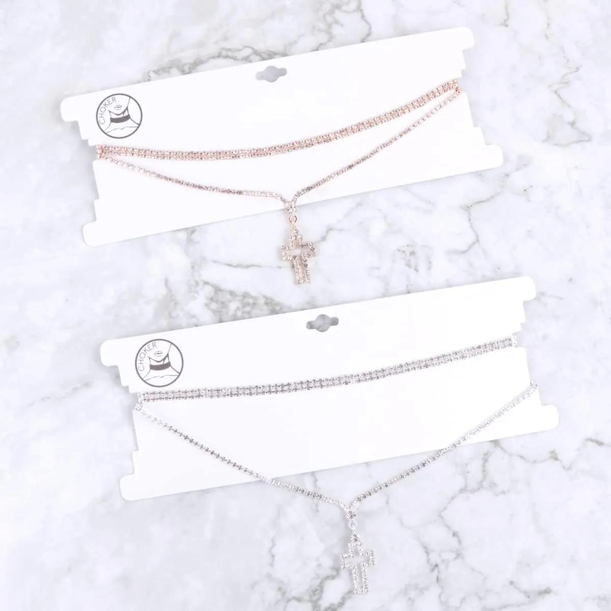 RIAH FASHION Dainty Simple Religious Charm Necklace - Minimal Pendant Delicate Chain Cross Valentine's Gift Christian Jewelry
