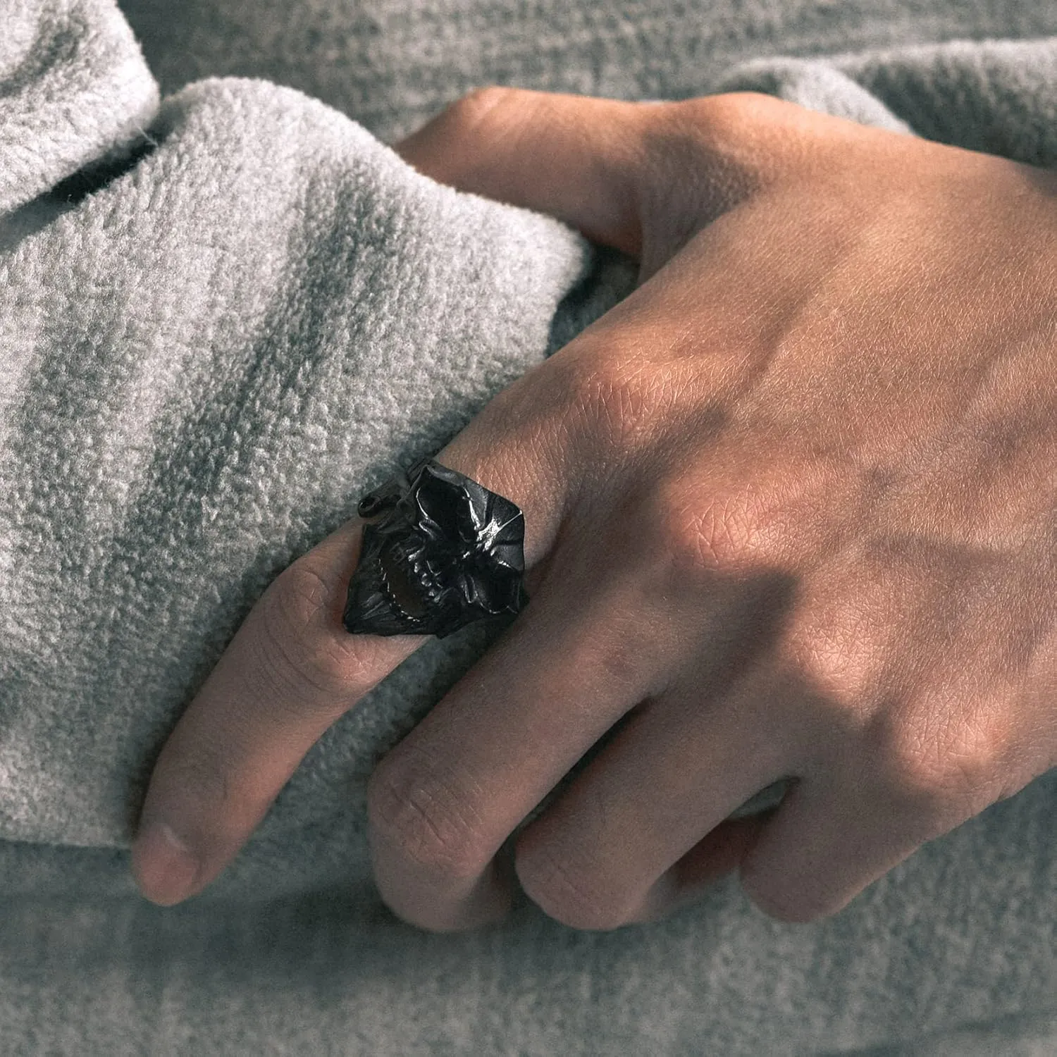 Richsteel Statement Ring for Men Stainless Steel Fashion Punk Biker Skull Rings Halloween Ring
