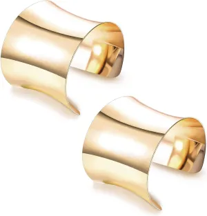 RIOSO 2 Pcs Cuff Bangle Bracelet for Women Open Wide Wire Bracelets Adjustable Gold Wrist Cuff Wrap Bracelet