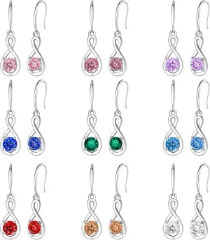 Ritach Silver Dangle Earrings Sets for Women Crystal Lever back Dangle Drop Earrings Colorful Cubic Zirconia Jewelry Gifts for Women