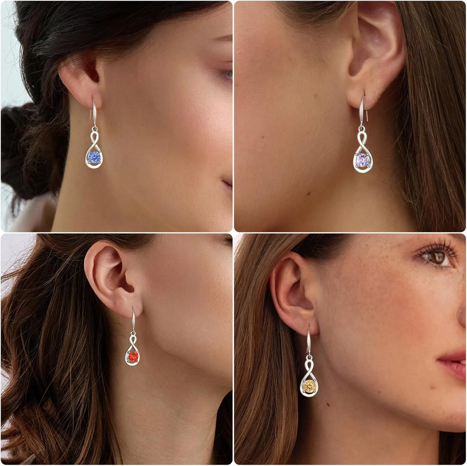 Ritach Silver Dangle Earrings Sets for Women Crystal Lever back Dangle Drop Earrings Colorful Cubic Zirconia Jewelry Gifts for Women