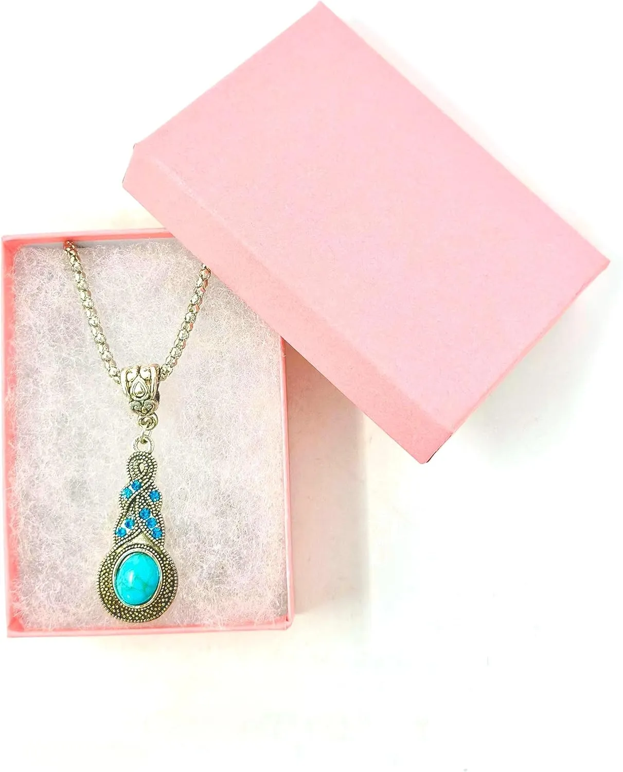 RJ Displays-6 Pack Cotton Filled Color Cardboard Jewelry Neckless, Ring, Earring, Pendant, Pocket Watch, Body Jewelry, Gift Boxes Size 3 1/4" x 2 1/4" x 1" Inch - by R J Displays (Pink)