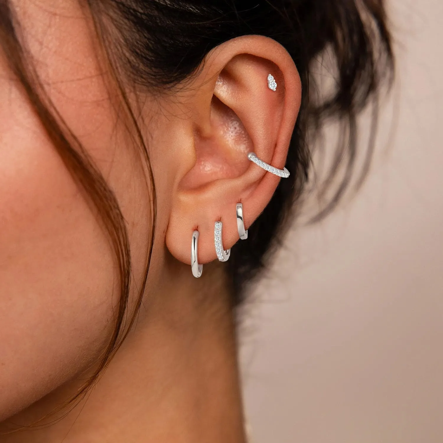 RLMOON Gold Earring Set for Women 925 Sterling Silver Post Stud Earring Small Hoop Earring 14K Gold Plated Hypoallergenic Cartilage Stud Earring Stack for Multiple Piercing 5 Pairs