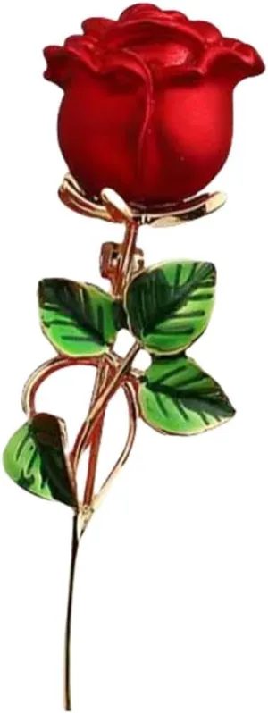 Rose Flower Brooch Elegant Red Rhinestone Crystal Rose Lapel Pin Dress Accessories Jewelry