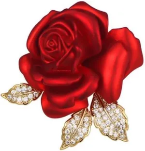 Rose Flower Brooch Elegant Red Rhinestone Crystal Rose Lapel Pin Dress Accessories Jewelry
