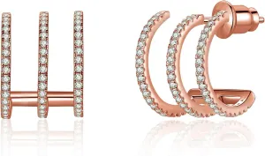 Rose Gold Plated Cubic Zirconia Stud Earrings for Women