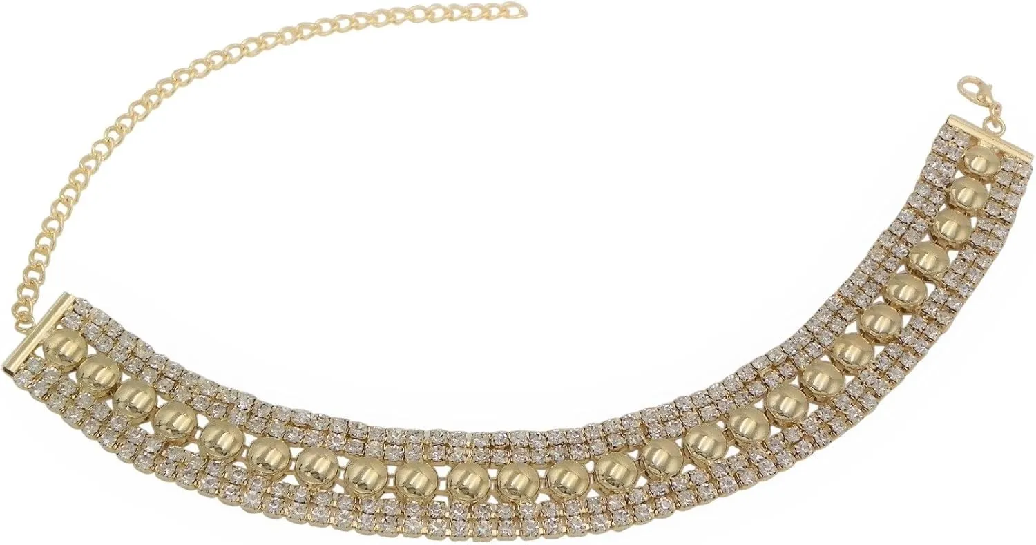 Rosemarie Collections Women's Elegant Crystal Rhinestone Statement Choker Tennis Necklace, 11.5" 3.5" Extender