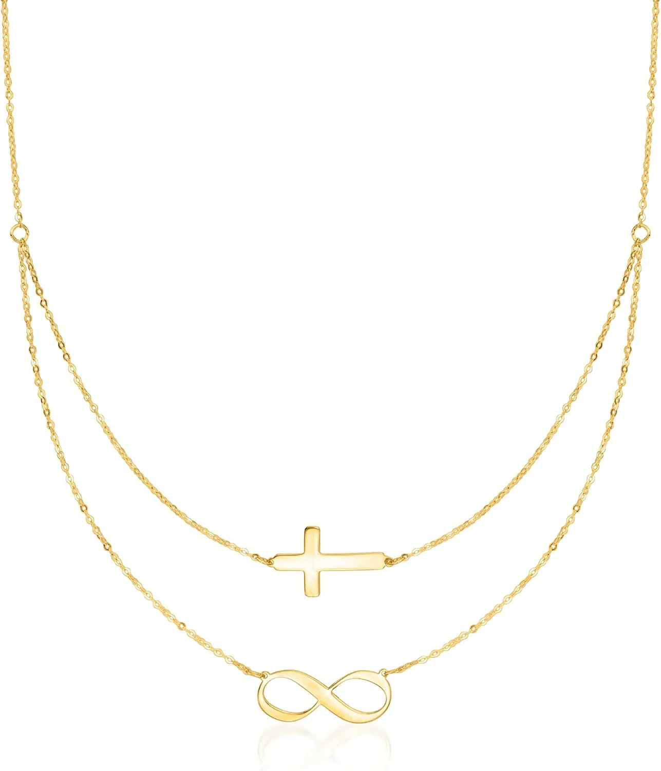 Ross-Simons Italian 14kt Yellow Gold Infinity and Cross Symbol Layered Necklace