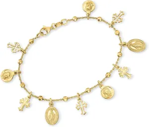 Ross-Simons Italian 18kt Gold Over Sterling Religious Charm Bracelet