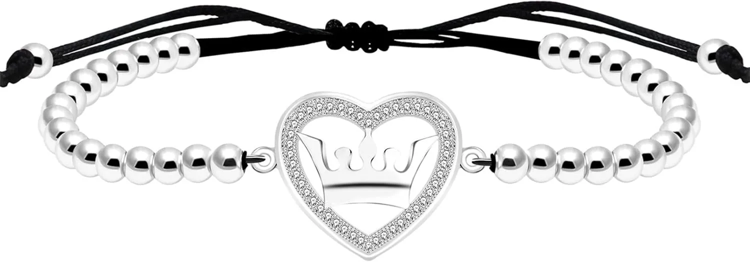 Royal Crown Bracelet - Love and Honor Micro Pave Cubic Zirconia Bracelet 5.9'   3.9" Extended Handmade Beaded String Emperor Jewelry Christmas, Birthday, Anniversary