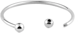RUBYCA 20pcs White Silver Plated Bangle Bracelet Screw End Ball Cuff Charm Beads DIY Jewelry