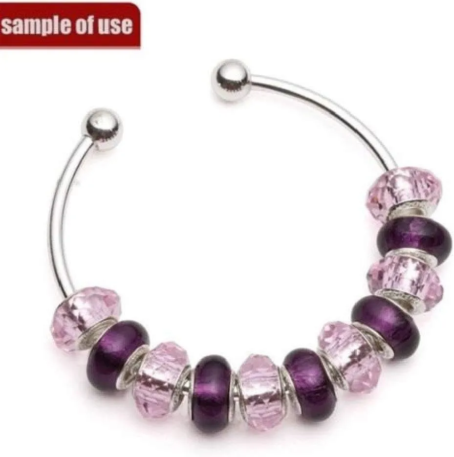 RUBYCA 20pcs White Silver Plated Bangle Bracelet Screw End Ball Cuff Charm Beads DIY Jewelry