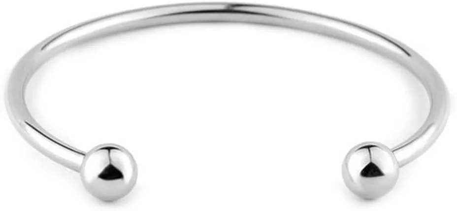 RUBYCA 20pcs White Silver Plated Bangle Bracelet Screw End Ball Cuff Charm Beads DIY Jewelry