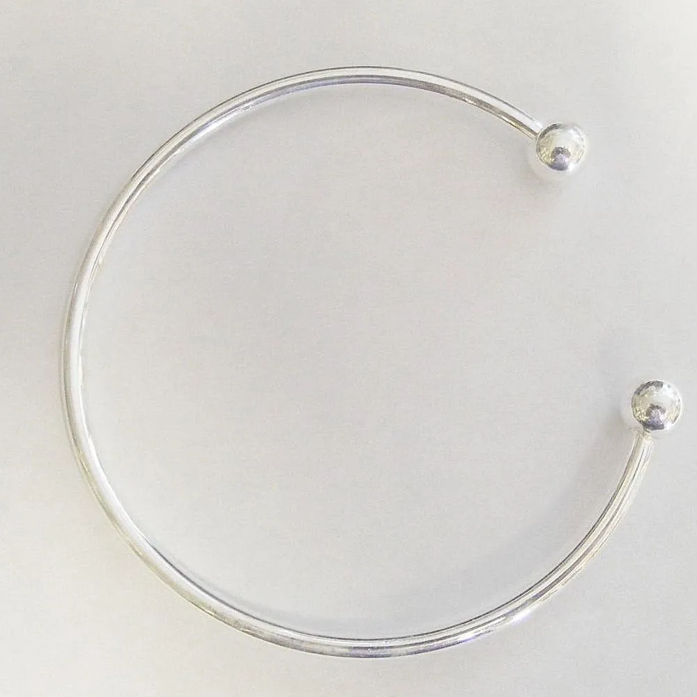 RUBYCA 20pcs White Silver Plated Bangle Bracelet Screw End Ball Cuff Charm Beads DIY Jewelry
