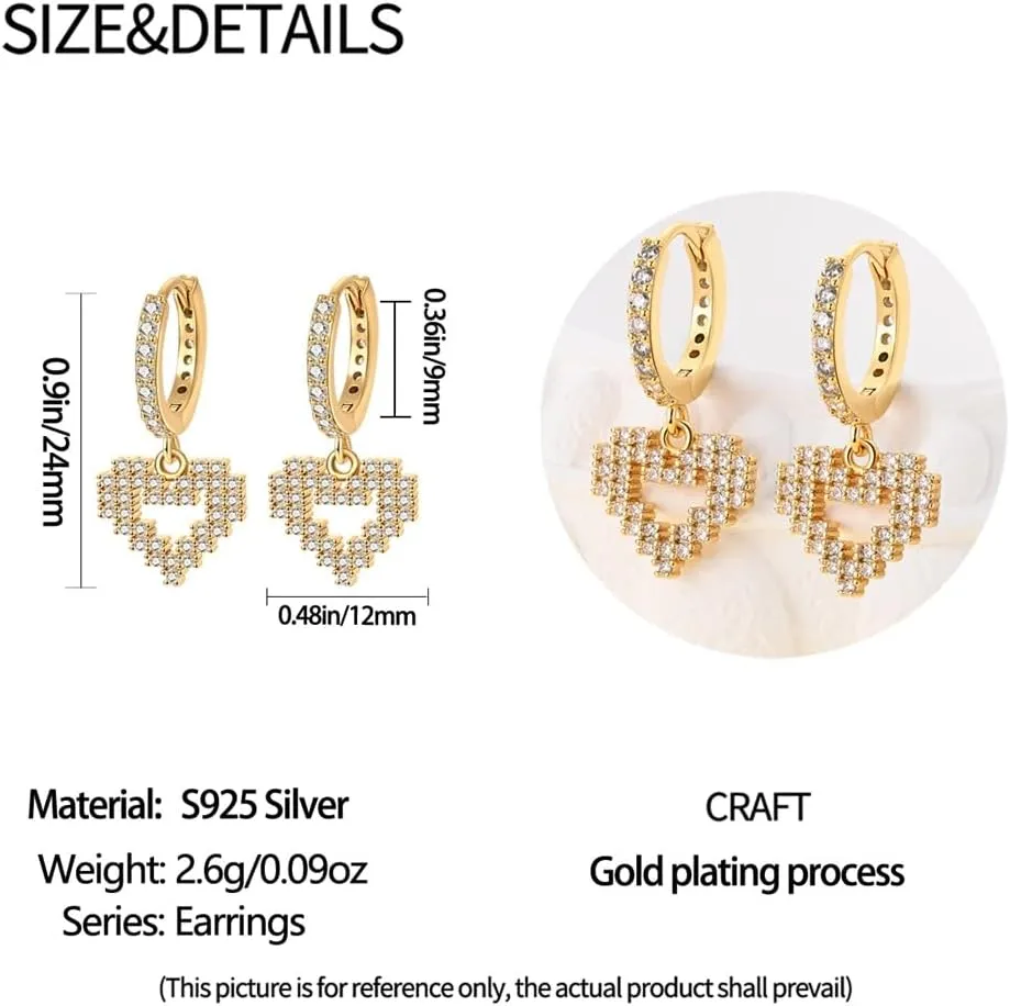 S925 Sterling Silver Earrings Trendy Hypoallergenic Hoop Earrings with Colorful Cubic Zirconia