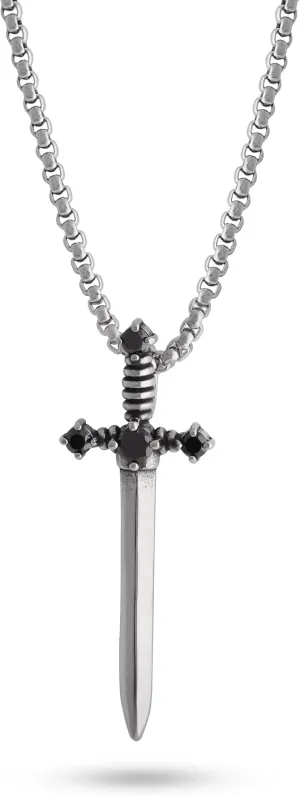 Sacina Gothic Silver-tone Sword Necklace, Gothic Punk Grunge Emo Necklace, Goth Jewelry, Halloween Christmas Jewelry Gift For Women