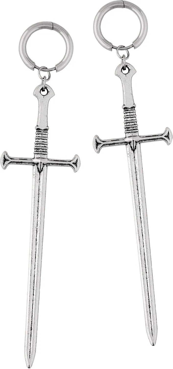 Sacina Gothic Sword Earrings Dangle, Gothic Punk Grunge Emo Earrings, Goth Jewelry, Halloween Christmas Jewelry Gift For Women