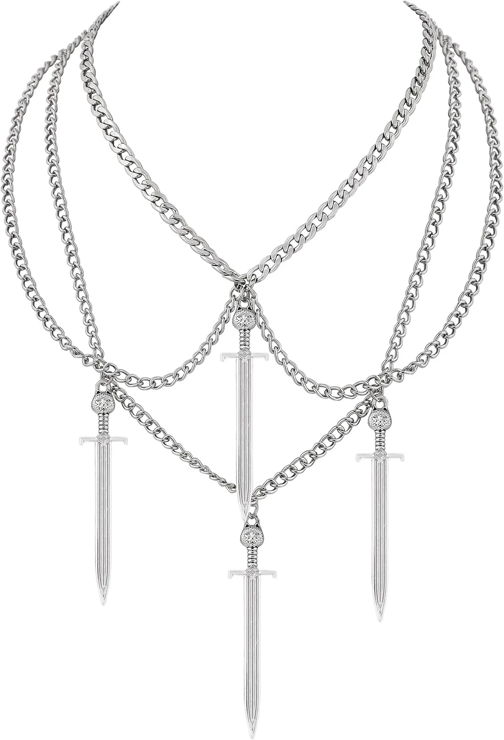 Sacina Grunge Skull Dagger Sword Necklace, Gothic Emo Grunge Necklace, Halloween Christmas Jewelry Gift For Women