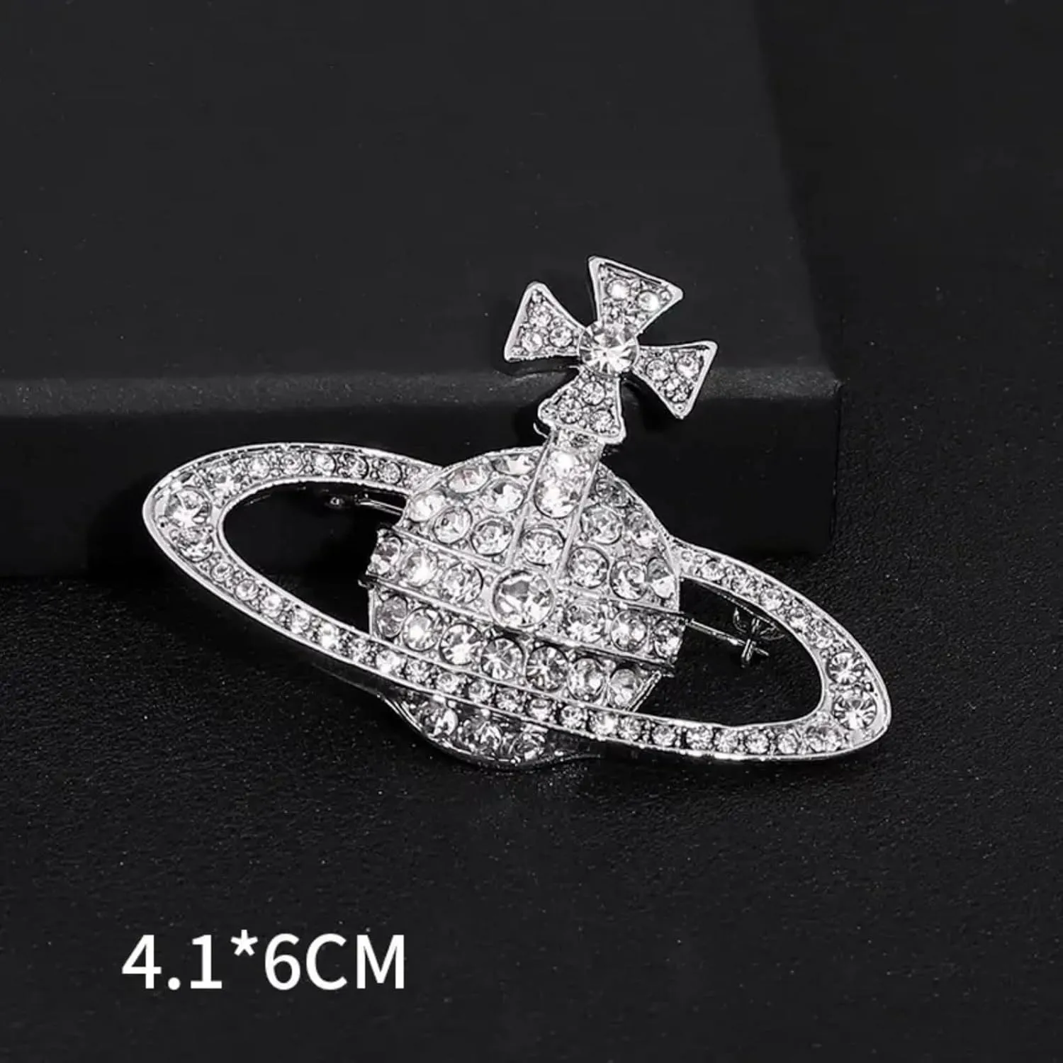 Saturn Planet Brooch Pin for Women Dainty Fashion Rhinestone Saturn Planet Space Pin for Suit Clothing Jackets Badges