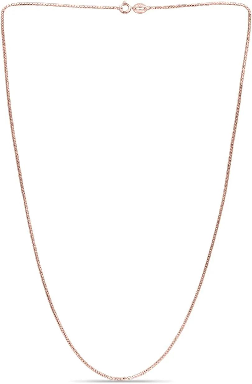 SEA OF ICE Chain Necklace 925 Sterling Silver with Ring Clasp Closure, Italian Box Necklace Chain Necklace for Women & Men, Available in Gold, Rose Gold, Silver, and Black Rhodium, Multisize