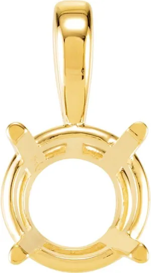 Semi-Polished 10k Yellow Gold 11mm Round Shape 4-Prong Pendant for Approximately 5 cttw Fine Jewelry for Women Gifts for Her (18.75x1mm, Mounting Only, Not All Stones Included)