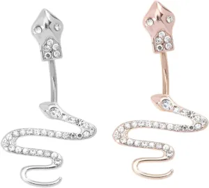 Set of 2 Belly Button Hoops Steel Navel Rings Snake Motif Steel for Stylish Navel Decor