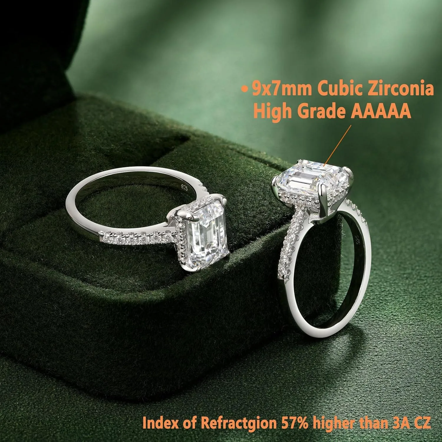 SHELOVES 3 Carat Emerald Cut Engagement Rings AAAAA White Cz 925 Sterling Silver Wedding Band 4-13