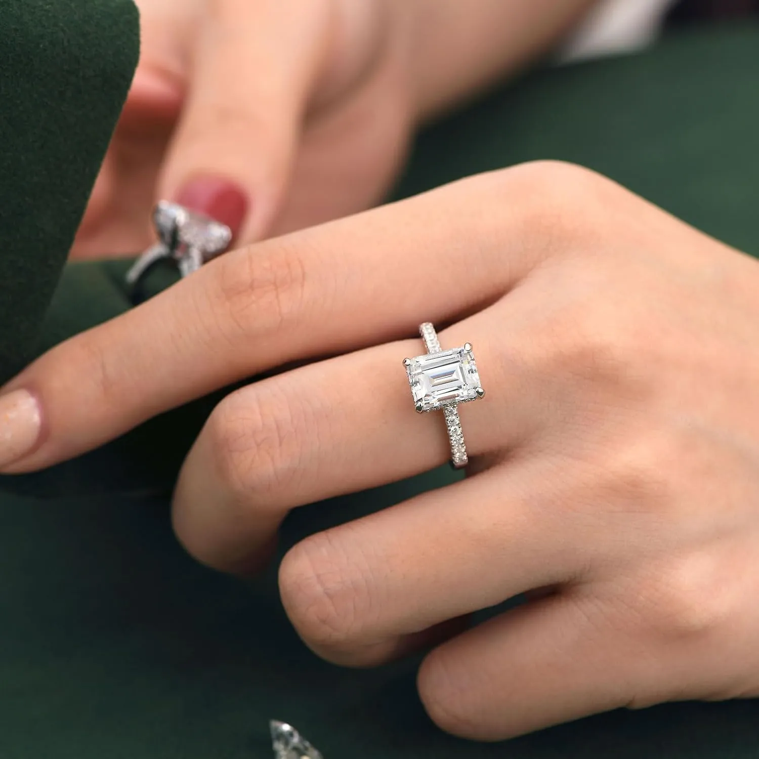 SHELOVES 3 Carat Emerald Cut Engagement Rings AAAAA White Cz 925 Sterling Silver Wedding Band 4-13