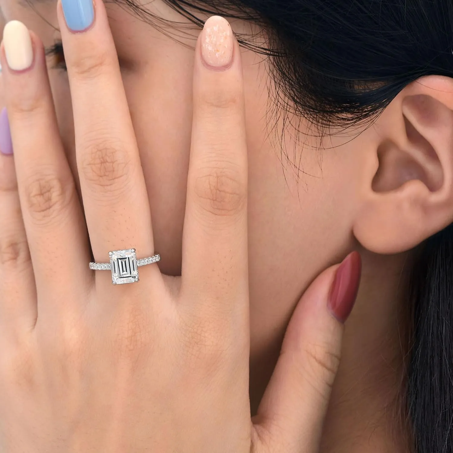 SHELOVES 3 Carat Emerald Cut Engagement Rings AAAAA White Cz 925 Sterling Silver Wedding Band 4-13