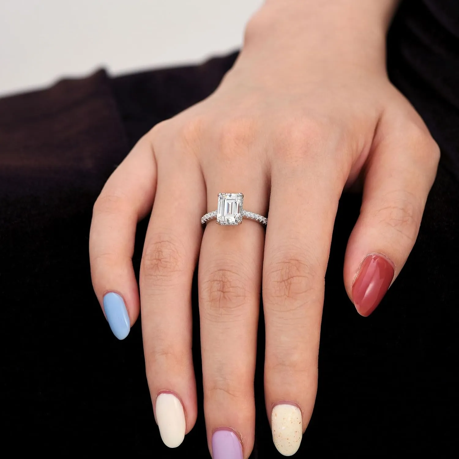 SHELOVES 3 Carat Emerald Cut Engagement Rings AAAAA White Cz 925 Sterling Silver Wedding Band 4-13