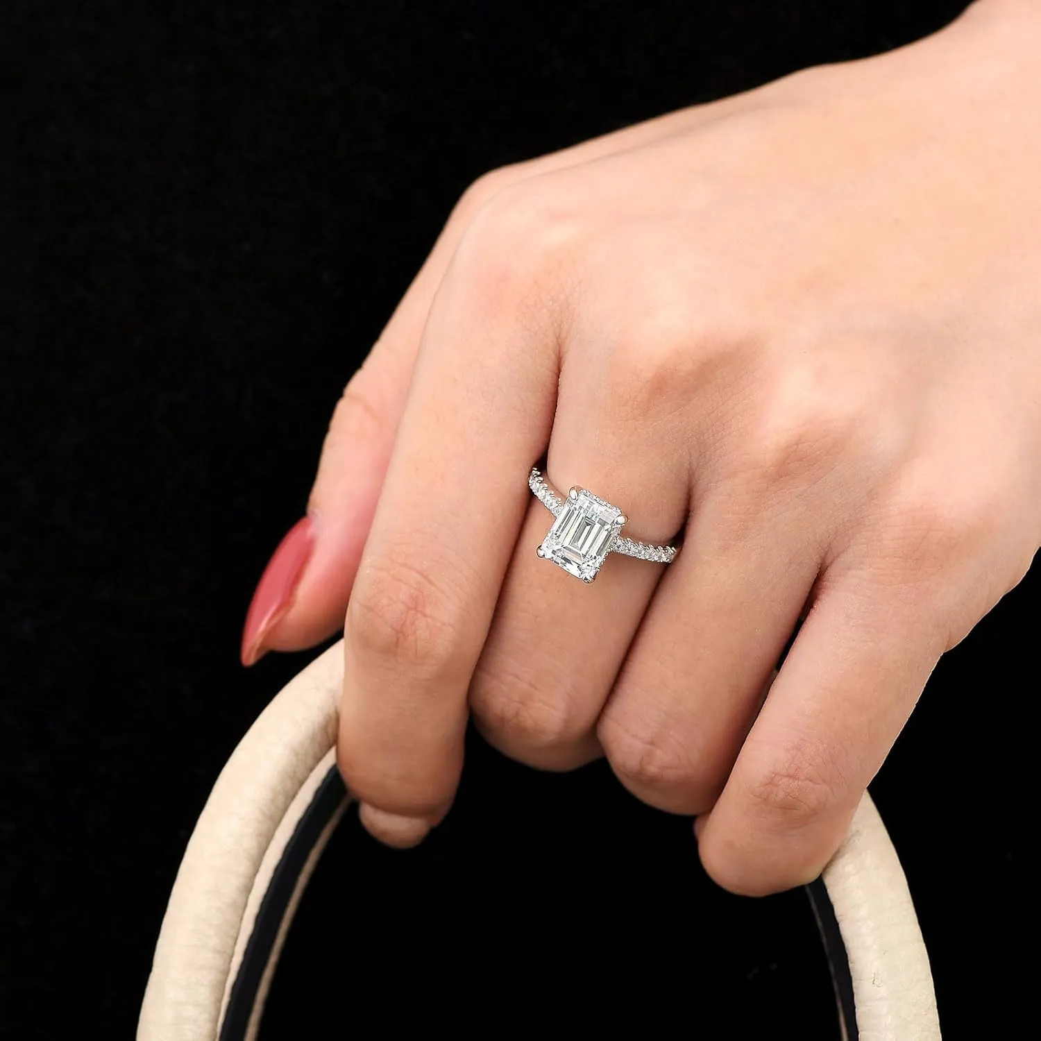 SHELOVES 3 Carat Emerald Cut Engagement Rings AAAAA White Cz 925 Sterling Silver Wedding Band 4-13