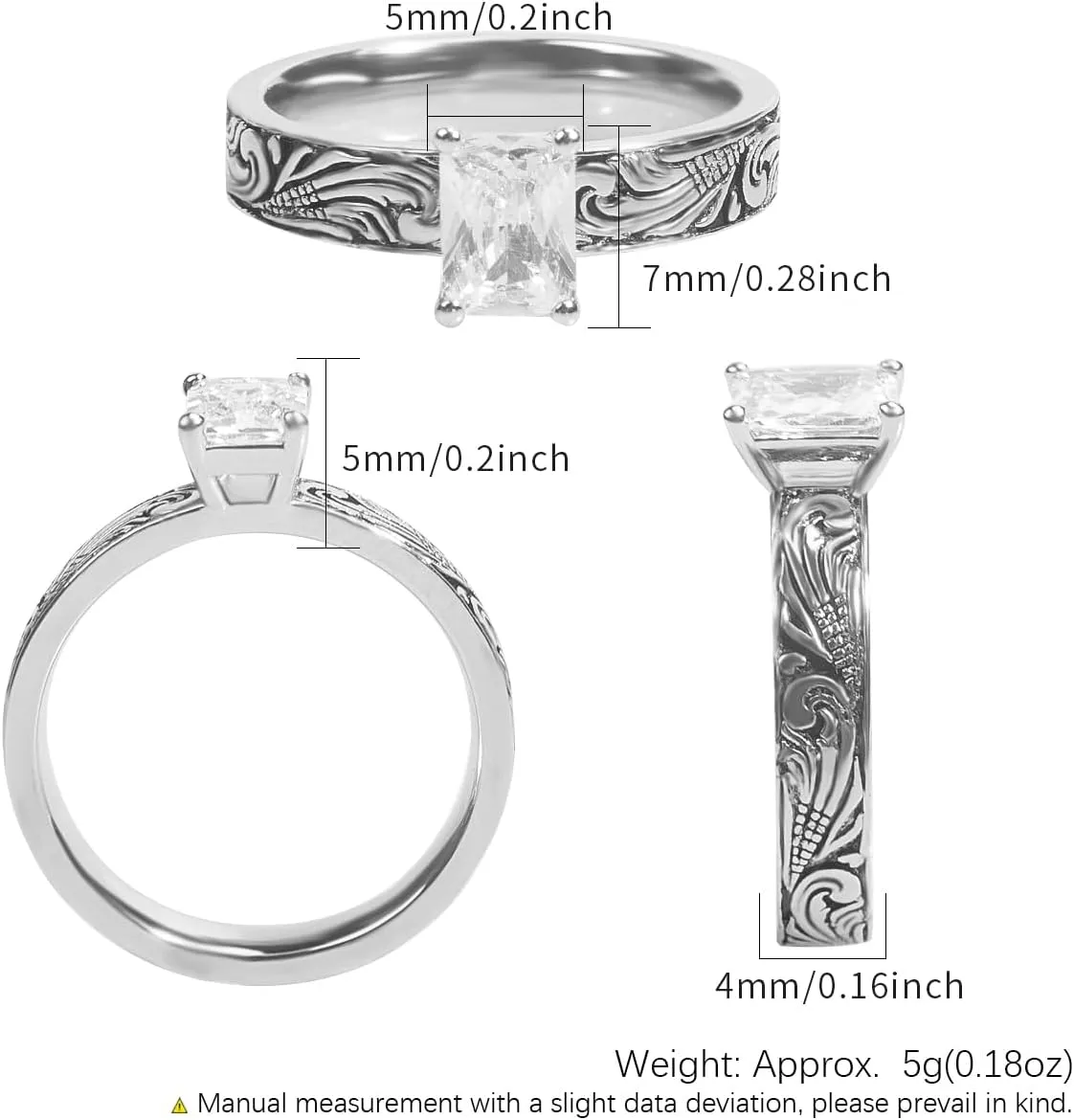 Shiny Cubic Zirconia Statement Ring Antique Flower Vine Design Vintage Rings for Women Cocktail Birthday Wedding Valentine Gift