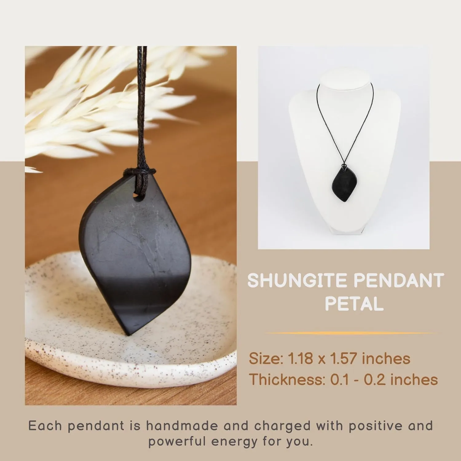 Shungite Necklace Pendant Jewelry Set Pack - Authentic Shungite Protection Blocking Stones - Crystal Shield for Women and Men