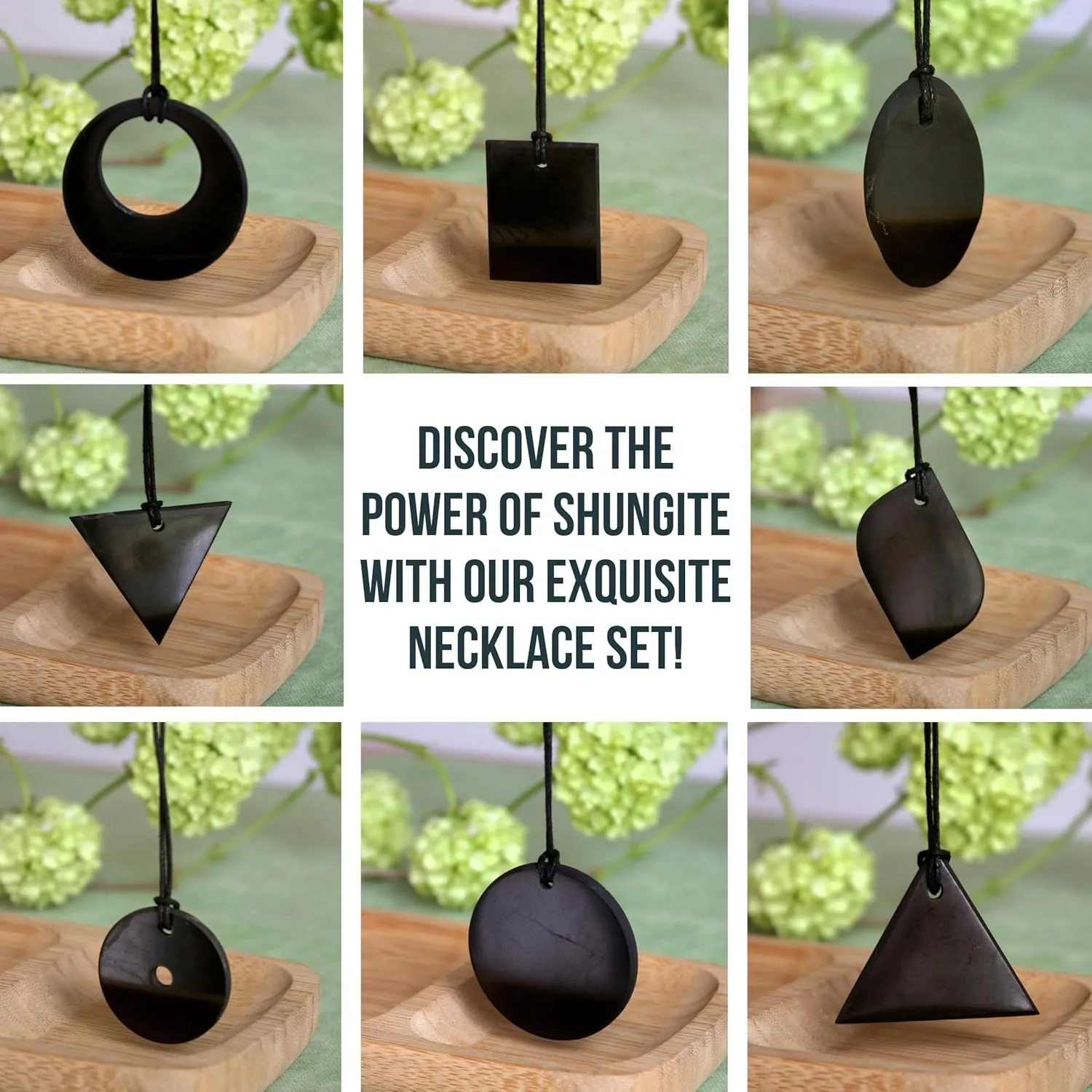 Shungite Necklace Pendant Jewelry Set Pack - Authentic Shungite Protection Blocking Stones - Crystal Shield for Women and Men