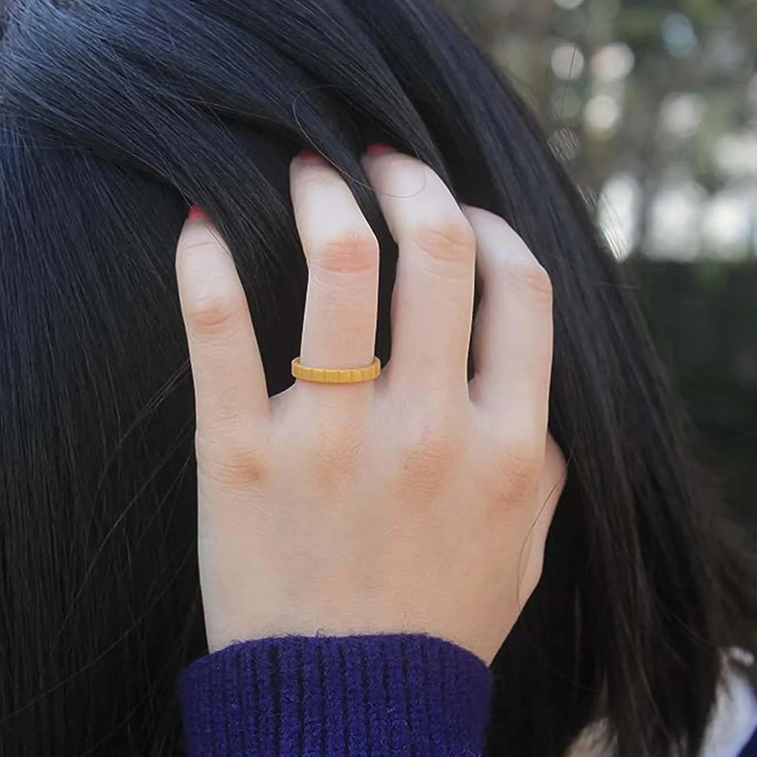 Silicone Wedding Rings for Women, 10pcs Thin Stackable Rubber Ring Set 3mm Width Simple Stepped Silicone Ring Bands for Couples Size 5-10