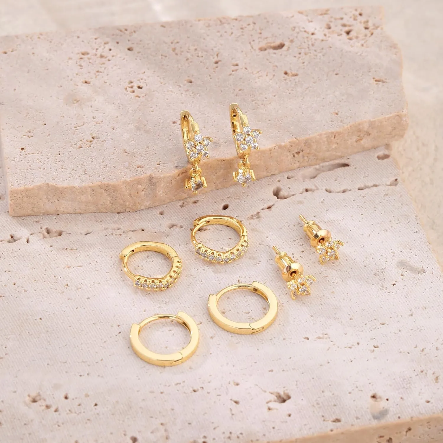 Silver Earrings for Women Hypoallergenic Huggies Earring Stack Gold Silver Jewelry Set Dainty Diamond Hoop Jewelry for Woman