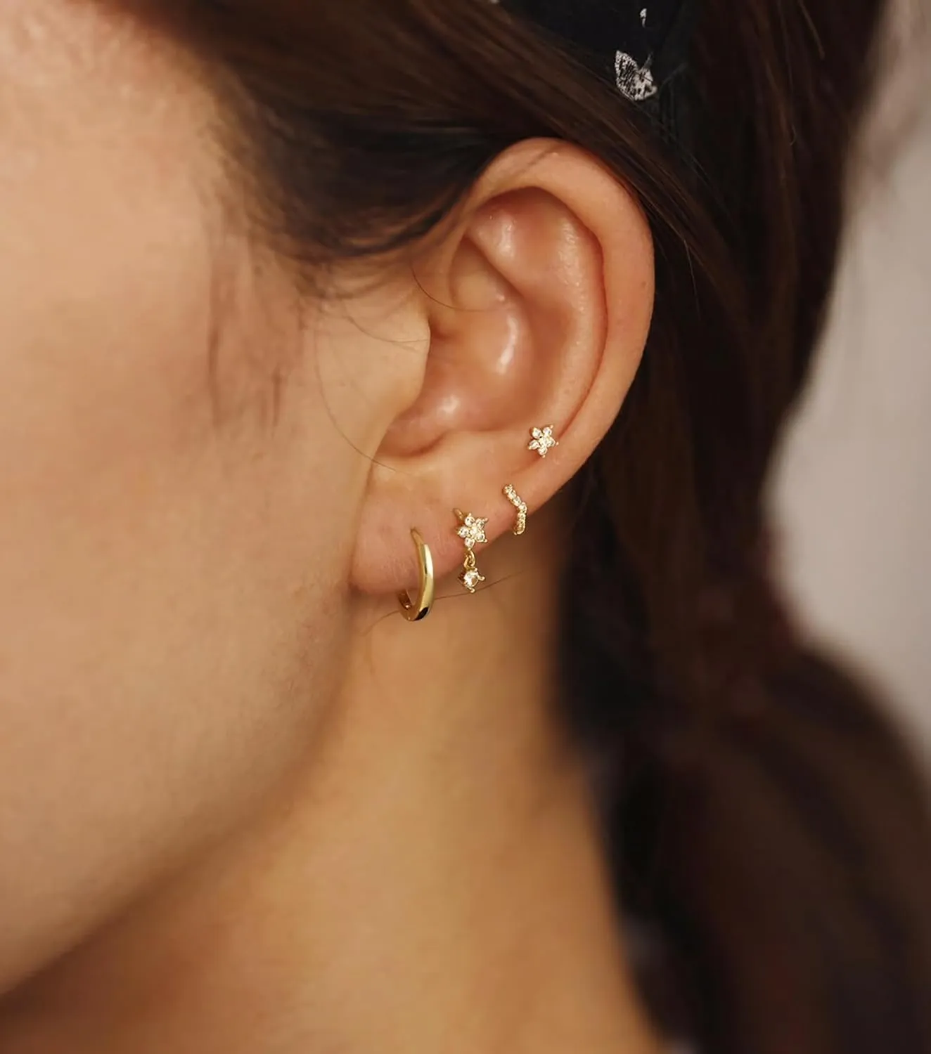 Silver Earrings for Women Hypoallergenic Huggies Earring Stack Gold Silver Jewelry Set Dainty Diamond Hoop Jewelry for Woman