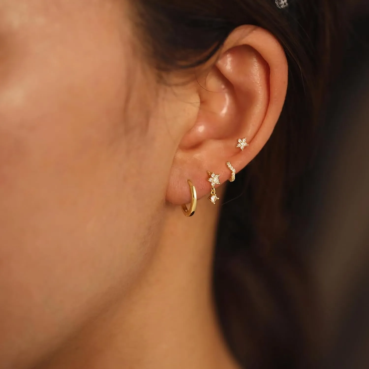 Silver Earrings for Women Hypoallergenic Huggies Earring Stack Gold Silver Jewelry Set Dainty Diamond Hoop Jewelry for Woman