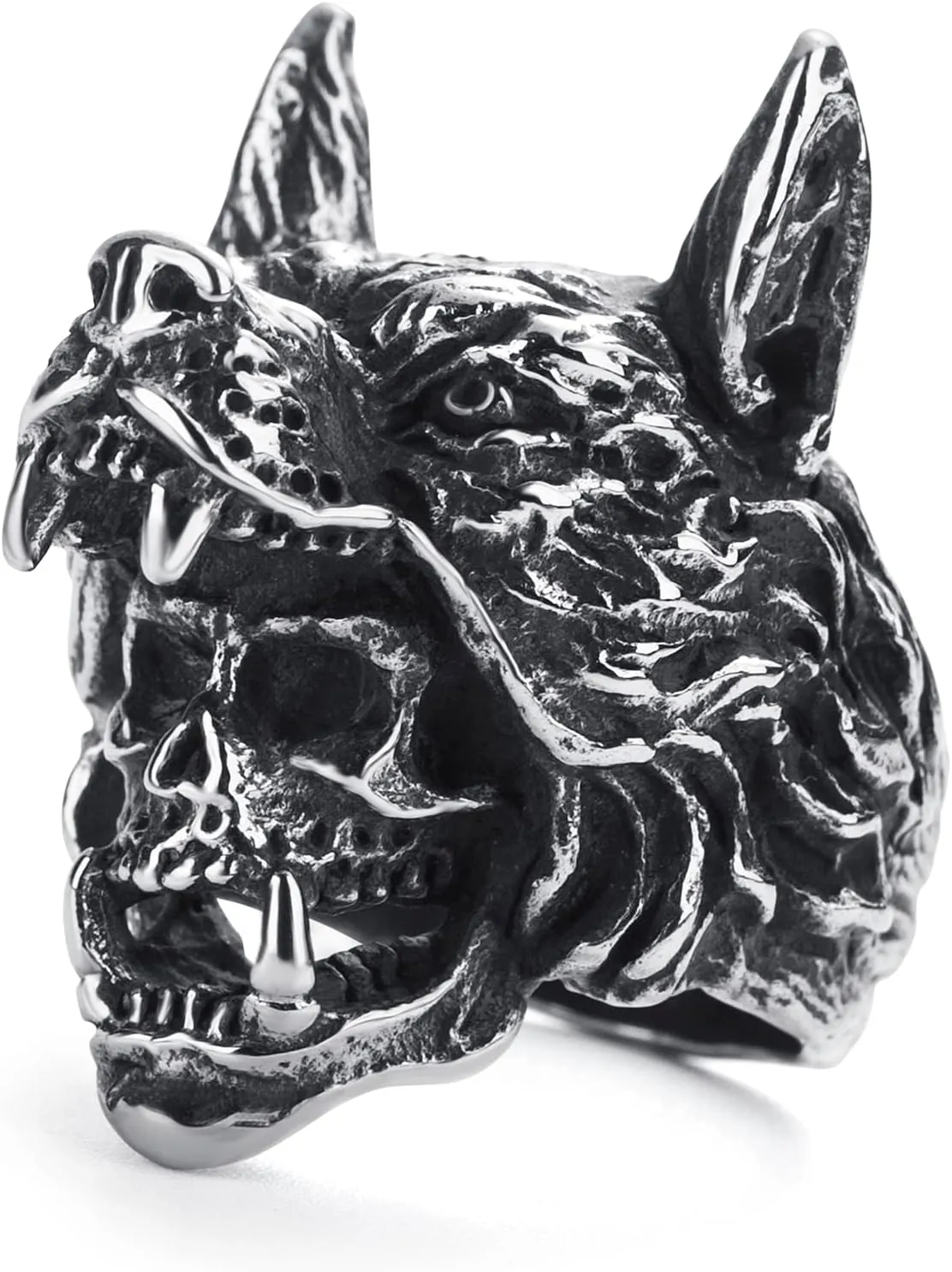 Skull Rings for Men Stainless Steel Gothic Biker Punk Skull Ring Jewelry for Men Size 8-13