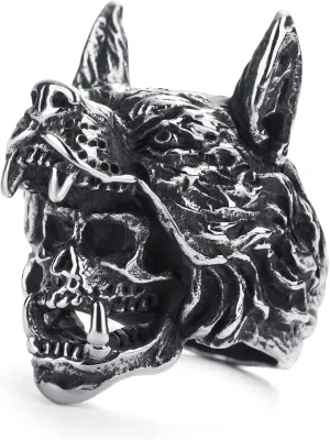 Skull Rings for Men Stainless Steel Gothic Biker Punk Skull Ring Jewelry for Men Size 8-13
