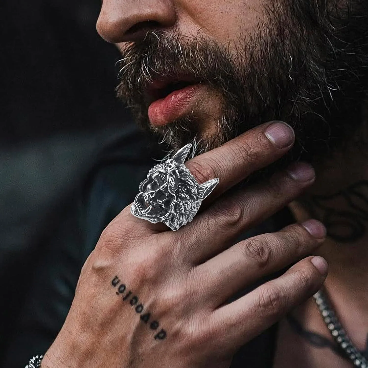 Skull Rings for Men Stainless Steel Gothic Biker Punk Skull Ring Jewelry for Men Size 8-13