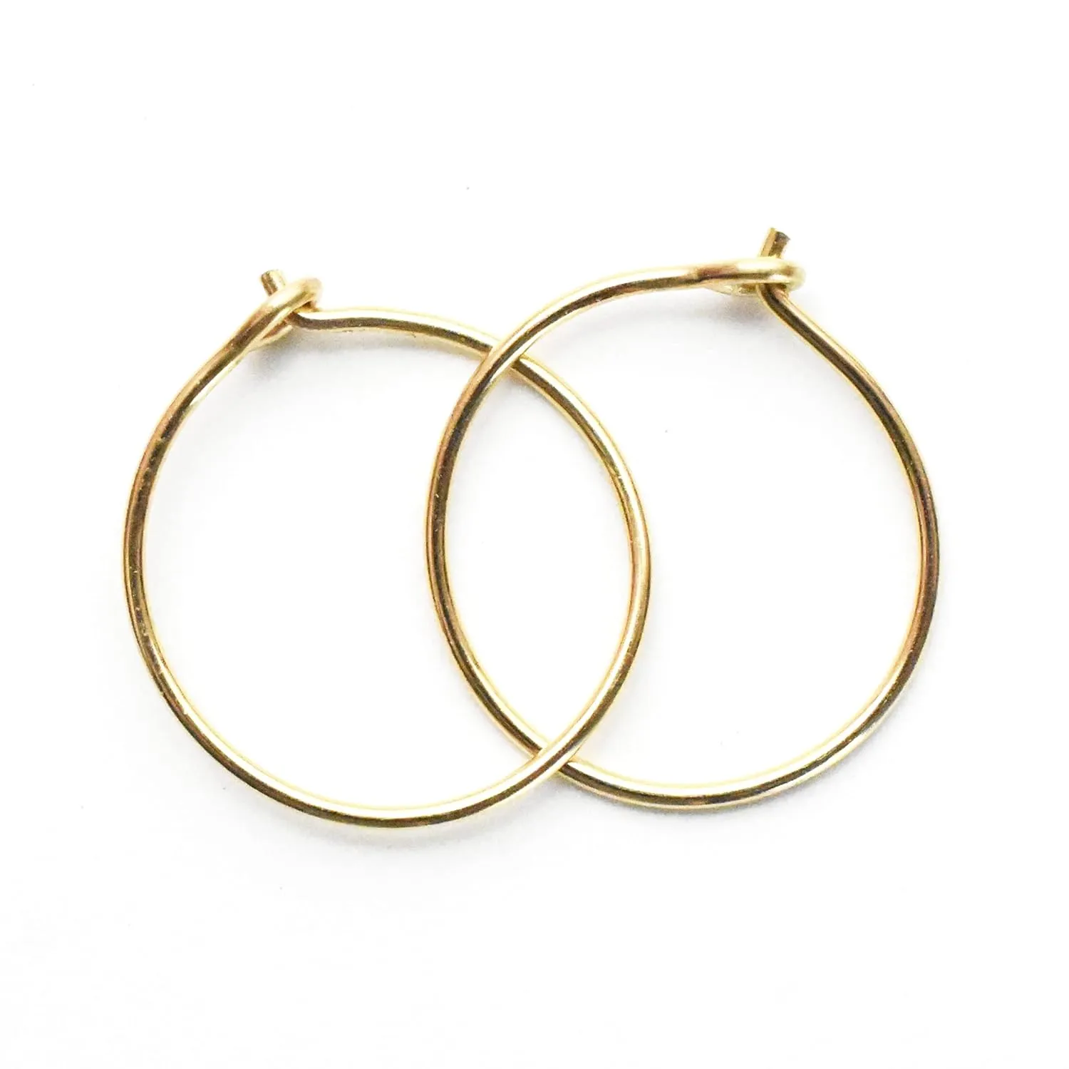 Small 14k Yellow Gold Fill Half Inch Earrings. 12mm, 22 Gauge Handmade For Men Women or Children. Little Sleeper Hoop Huggy Minimalist Hypoallergenic Earring