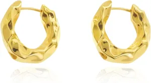Small Gold Hoop Earrings for Women 925 Sterling Silver Post 14K Gold Plated Cubic Zirconia Huggie Earrings Hypoallergenic Thick Lightweight Hoop Earrings for Women Men (Baroque)