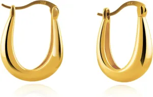 Small Gold Hoop Earrings for Women 925 Sterling Silver Post 14K Gold Plated Cubic Zirconia Huggie Earrings Hypoallergenic Thick Lightweight Hoop Earrings for Women Men (Oval)