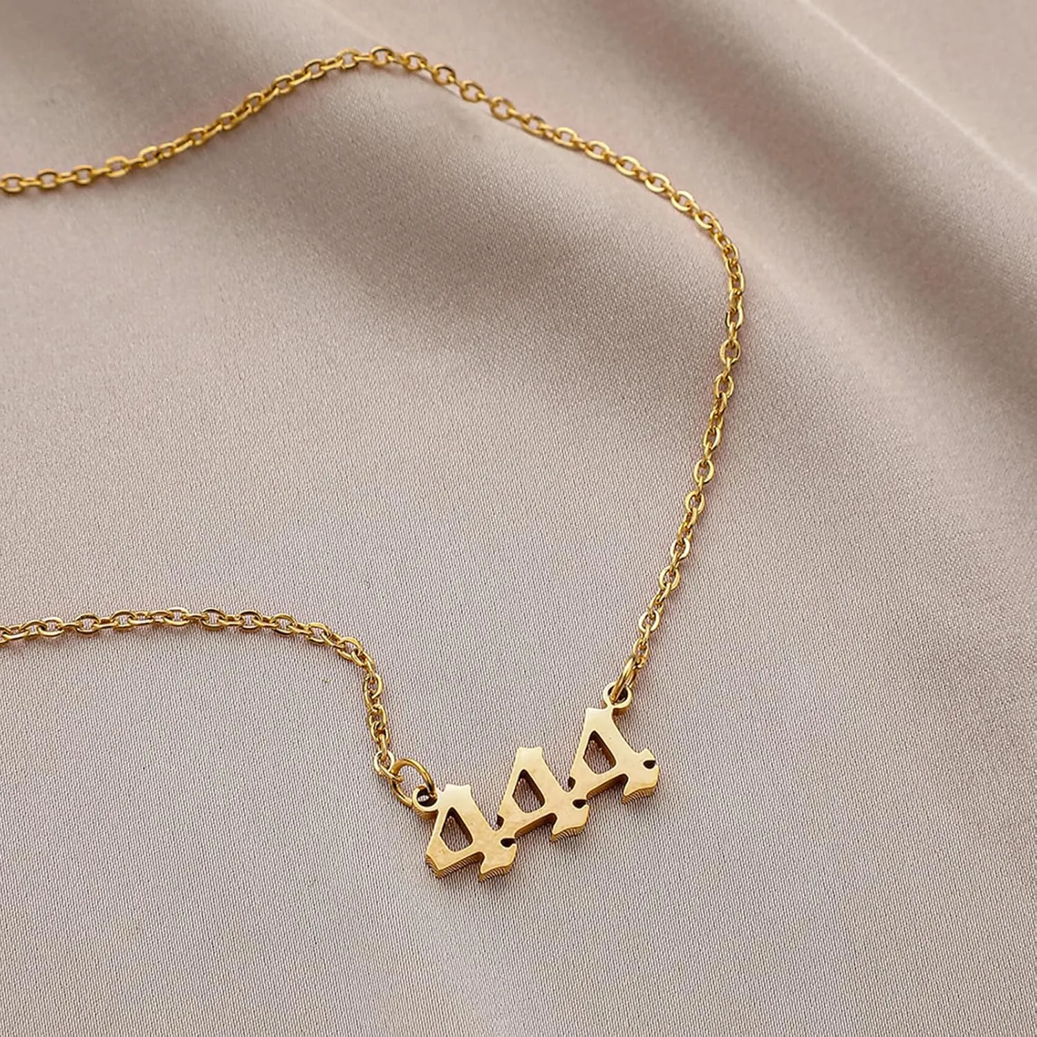 SMUK Angel Number Necklace, Dainty 18K Gold Plated Number 111 222 333 444 555 666 777 888 999 Necklace Pendants Choker Necklace Numerology Jewelry with Angel Number Ring for Women and Girls Gifts